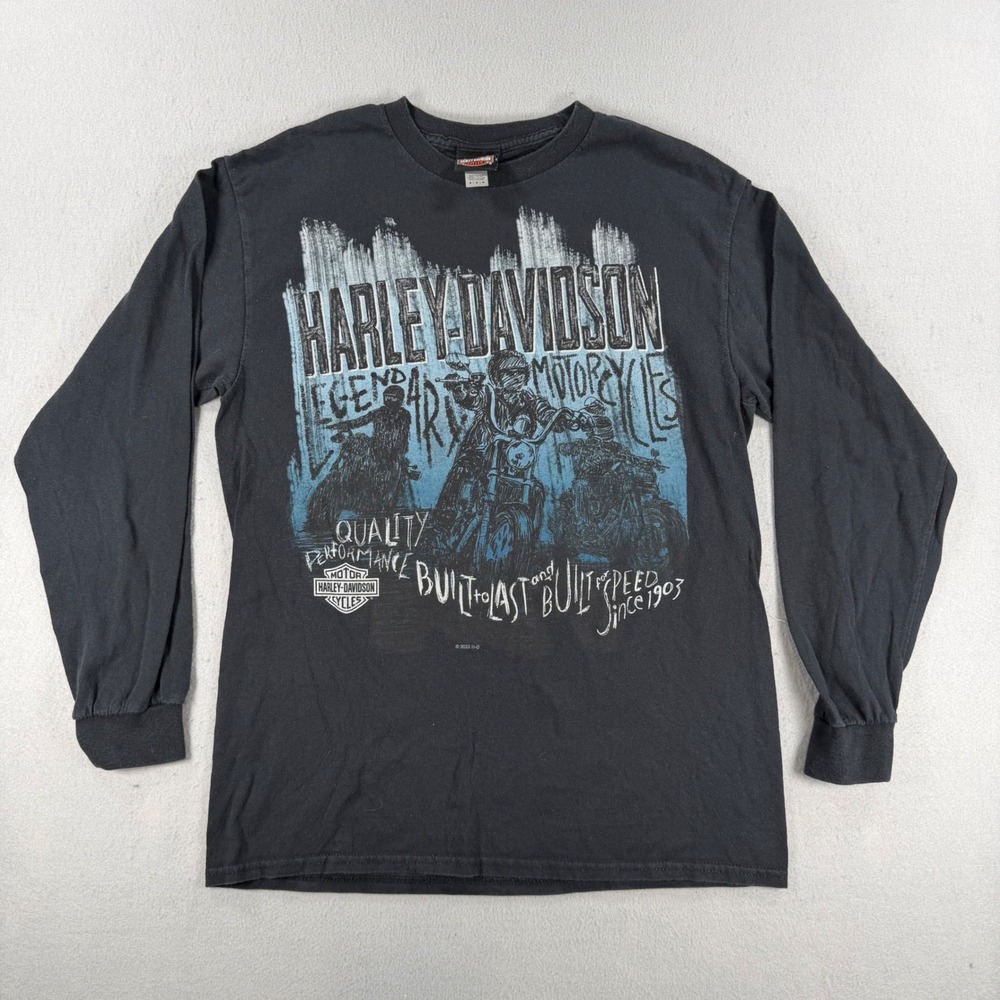 Harley-Davidson Mens Long Sleeve T-Shirt Black Graphic Dartmouth MA Size M